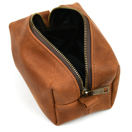 Шкіряний несесер косметичка TARWA RB-8031-4lx коньячна, розмір S