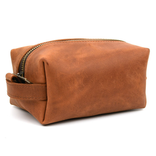 Шкіряний несесер косметичка TARWA RB-8031-4lx коньячна, розмір S