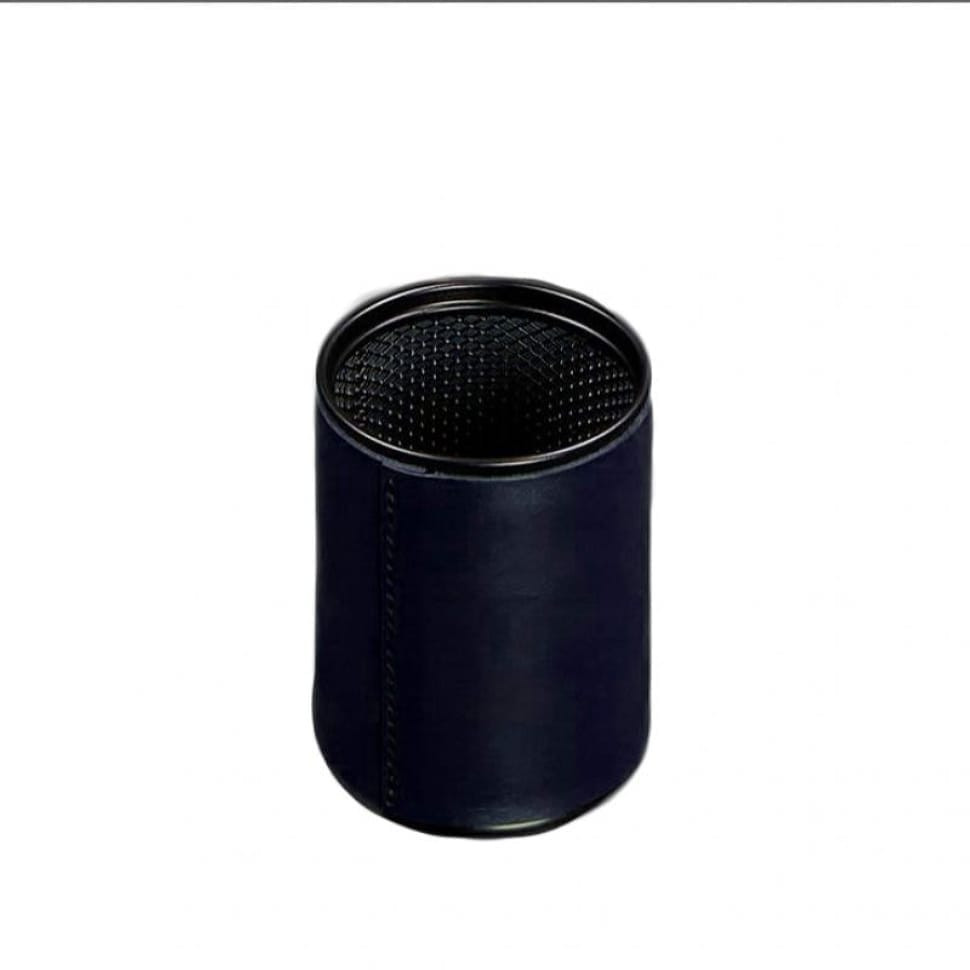 Склянка для ручок у шкіряному чохлі темно-синій краст