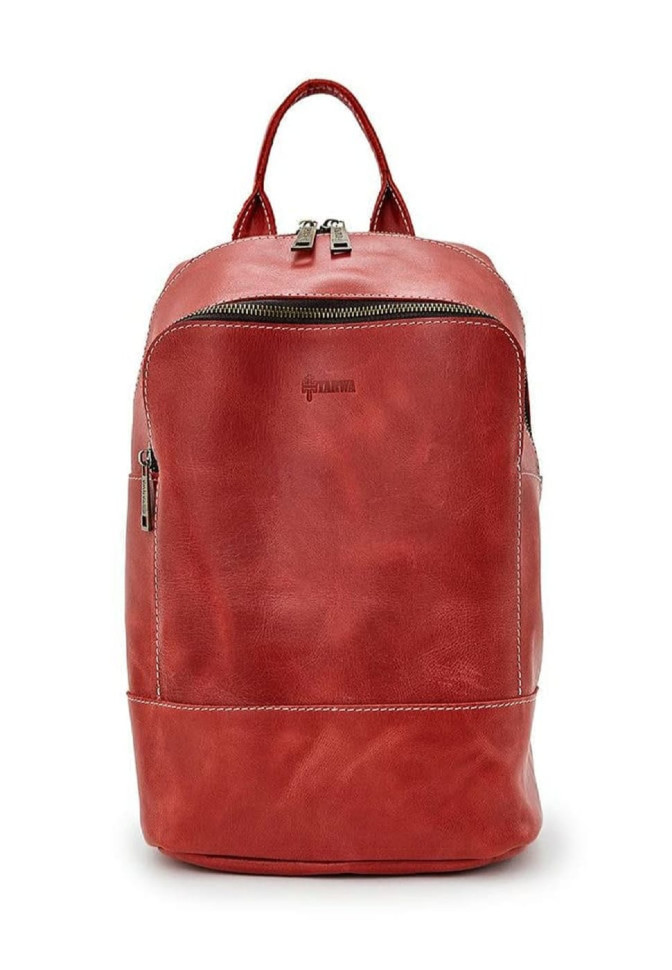 Жіночий червоний шкіряний рюкзак TARWA RR-2008-3md середнього розміру