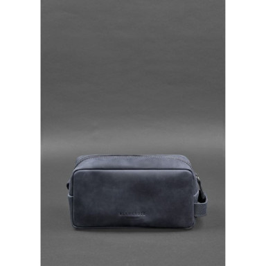 Leather cosmetic bag 6.0 blue Crazy Horse
