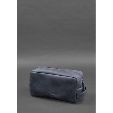 Leather cosmetic bag 6.0 blue Crazy Horse