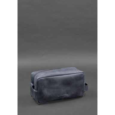 Leather cosmetic bag 6.0 blue Crazy Horse