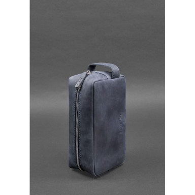 Leather cosmetic bag 6.0 blue Crazy Horse