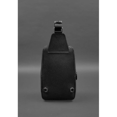 Men's leather backpack (sling bag) on one shoulder black Saffiano