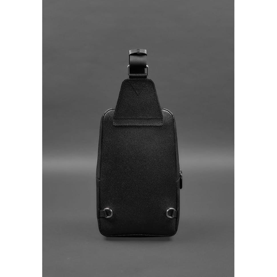 Men's leather backpack (sling bag) on one shoulder black Saffiano