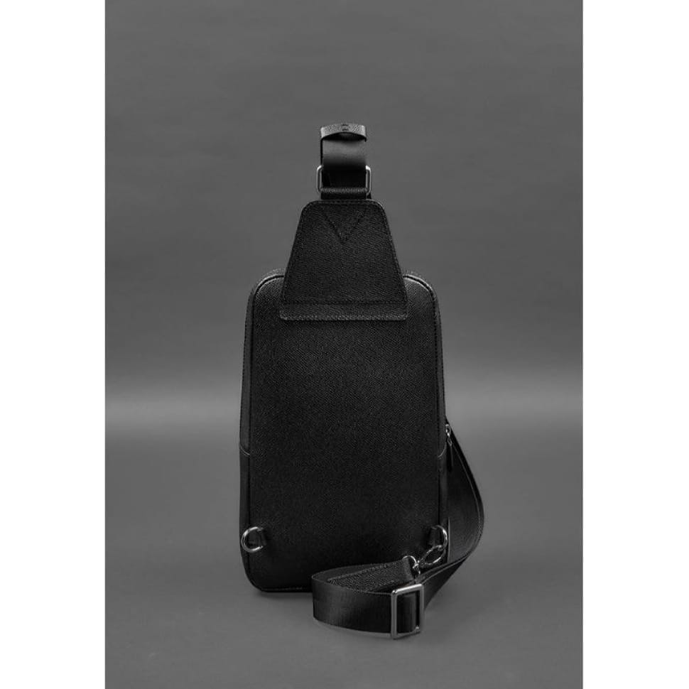 Men's leather backpack (sling bag) on one shoulder black Saffiano