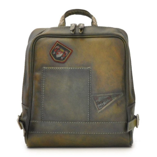 Pratesi BVS102 - Firenze Laptop Backpack in cow leather B102 Bruce Dark Green