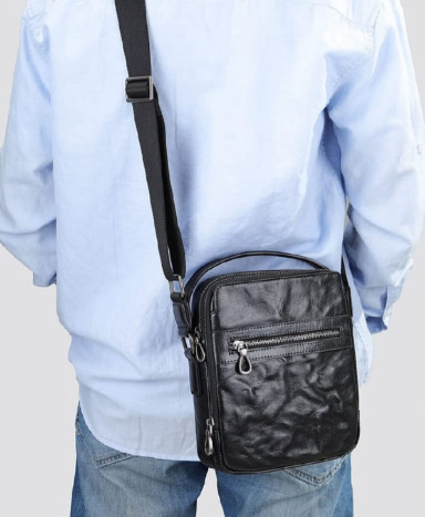 Кожаная барсетка через плечо мужская Bexhill BX6096 Black