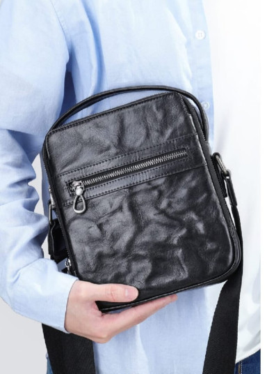 Кожаная барсетка через плечо мужская Bexhill BX6096 Black