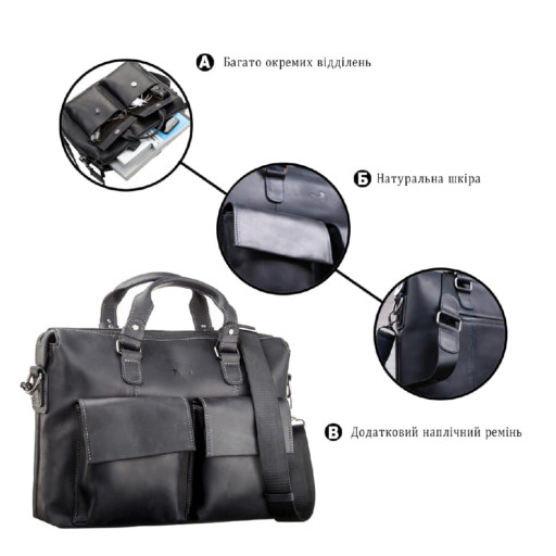 Сумка для ноутбука SHVIGEL 11111 шкіряна Чорна