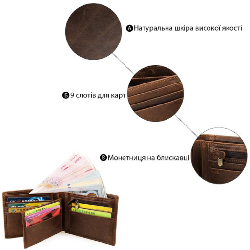 Гаманець чоловічий Vintage 14230 Коричневий