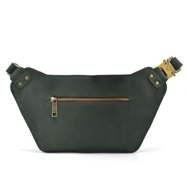 Leather voluminous banana waist bag green RE-8139-3md TARWA