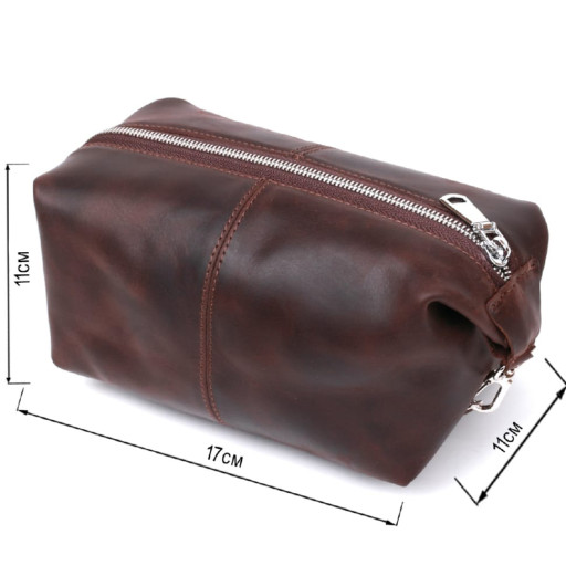 Шкіряна вінтажна косметичка Shvigel 16398 Коричневий