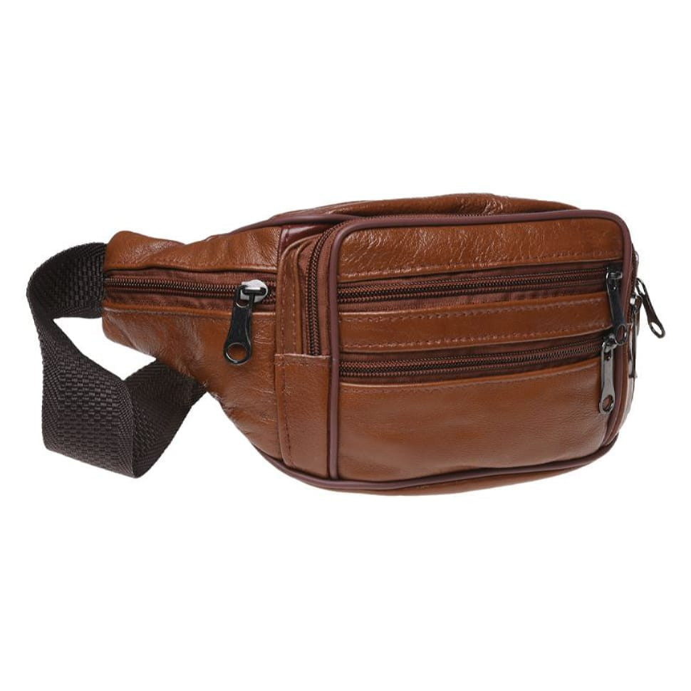 Чоловіча поясна сумка шкіряна Keizer K1166-brown