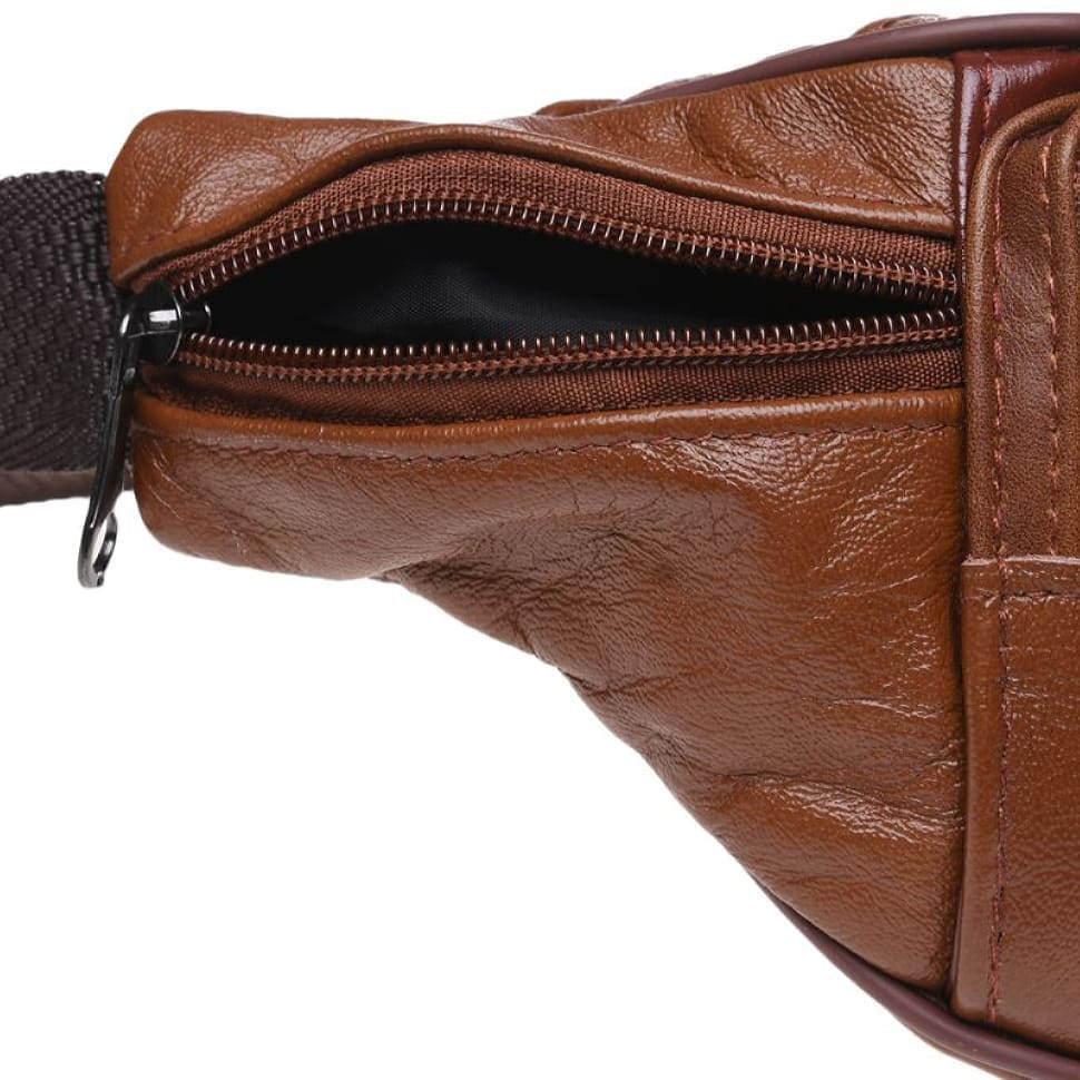 Чоловіча поясна сумка шкіряна Keizer K1166-brown