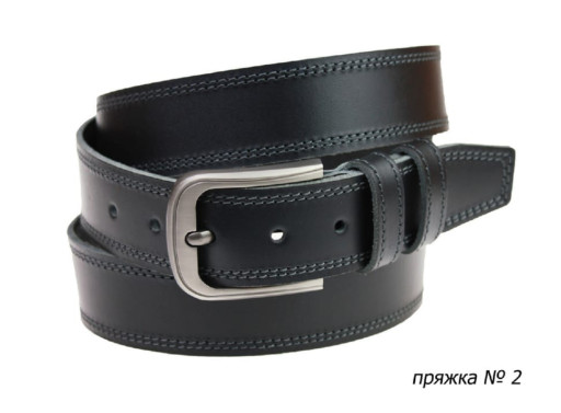 Ремінь шкіряний джинсовий подвійна строчка SULLIVAN 112-51 (8) 115-150 см чорний