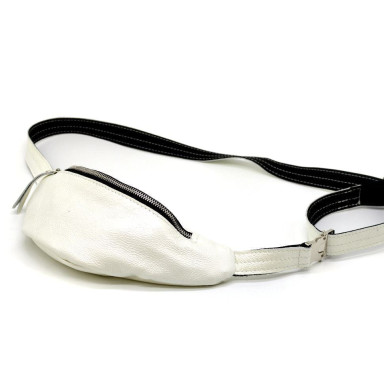 Women's white small belt bag made of genuine leather G1-3004-4lx TARWA
