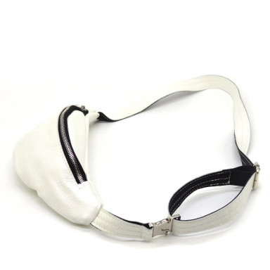 Women's white small belt bag made of genuine leather G1-3004-4lx TARWA