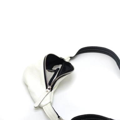 Women's white small belt bag made of genuine leather G1-3004-4lx TARWA