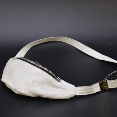 Women's white small belt bag made of genuine leather G1-3004-4lx TARWA