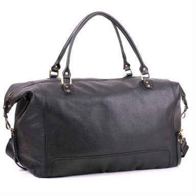 Travel bag-satchel black leather Mtravel_4 Manufatto