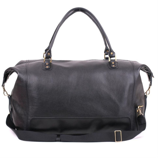 Дорожня сумка-саквояж чорна зі шкіри Mtravel_4 Manufatto