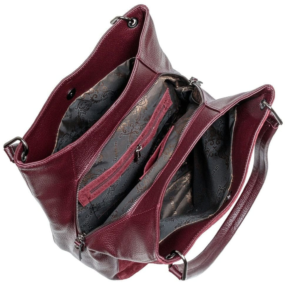 Сумка жіноча шкіряна Desisan 582-218 бордо замш