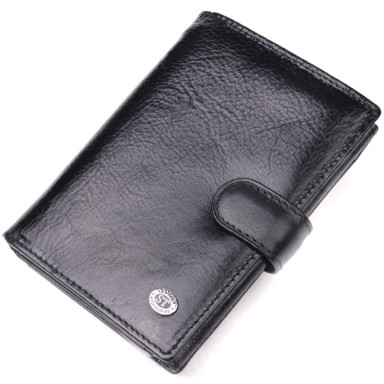 Вертикальный мужской бумажник из натуральной кожи ST Leather 19406 Черный