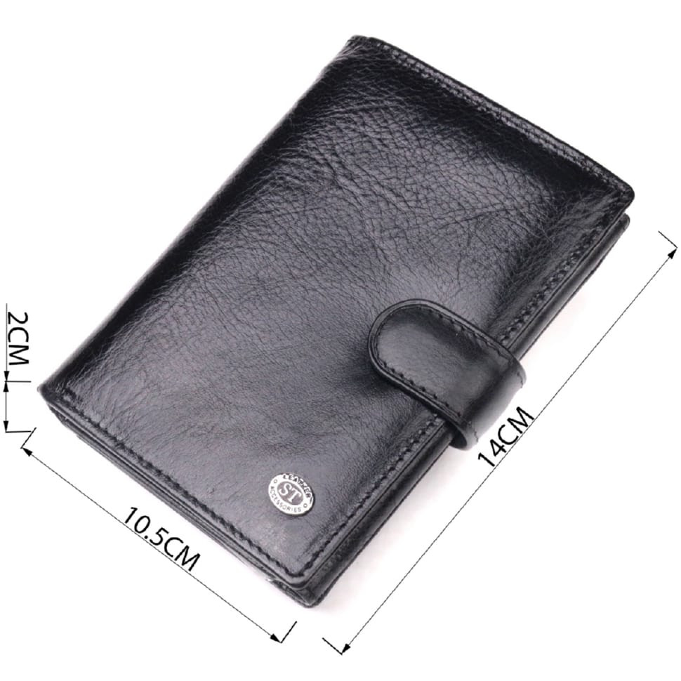 Вертикальний чоловічий гаманець із натуральної шкіри ST Leather 19406 Чорний