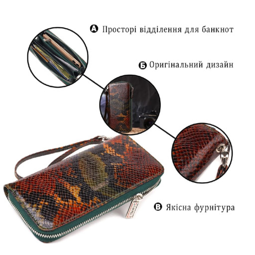 Стильний гаманець для жінок із натуральної фактурної шкіри CANPELLINI 21618 Різнокольоровий