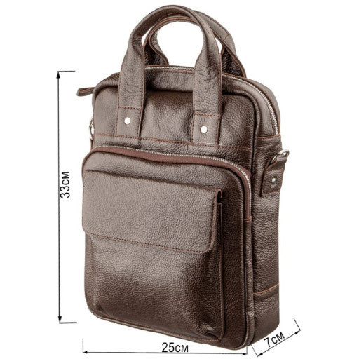 Якісна чоловіча сумка вертикального формату SHVIGEL 11168 під А4 Коричнева флотар