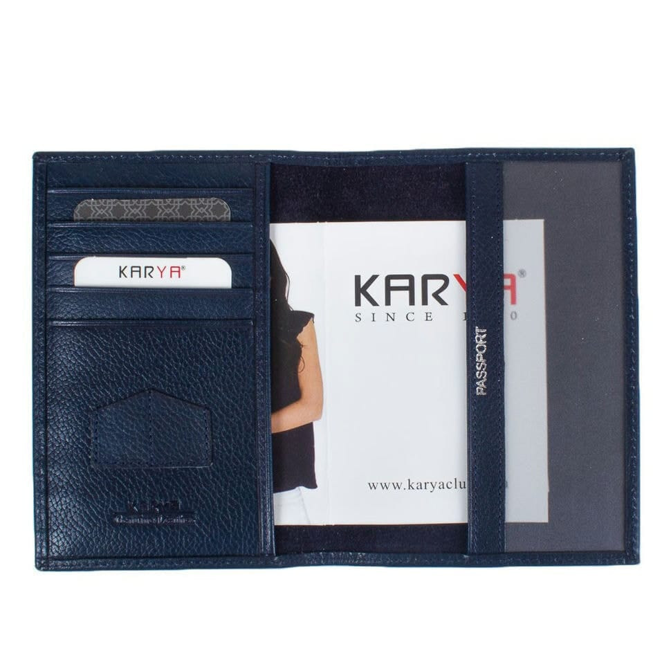 Обкладинка для паспорта шкіряна KARYA 094-44 синій флотар