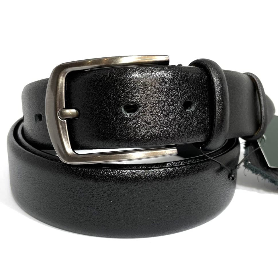 Ремінь зі шкіри оленя 35мм чорний, класична пряжка t22823