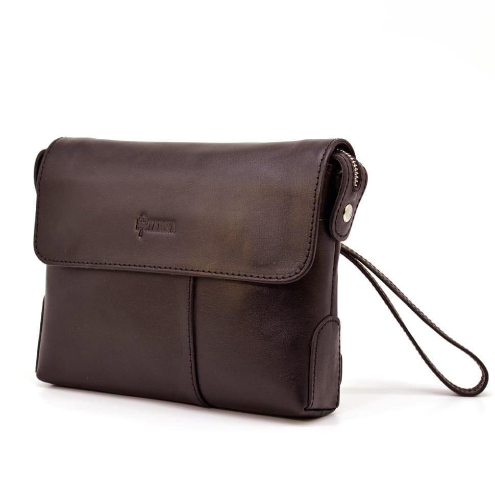 Mens leather clutch bag with a loop brown TARWA GC-0060-4lx