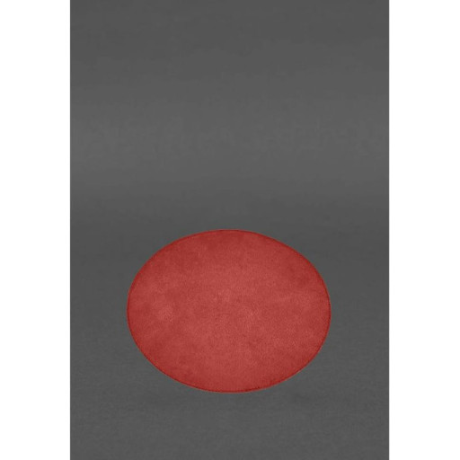 Круглий килимок для мишки з натуральної шкіри червоний краст