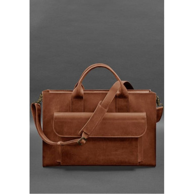 Leather bag for laptop and documents Universal light brown Crazy Horse