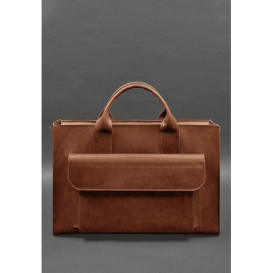 Leather bag for laptop and documents Universal light brown Crazy Horse