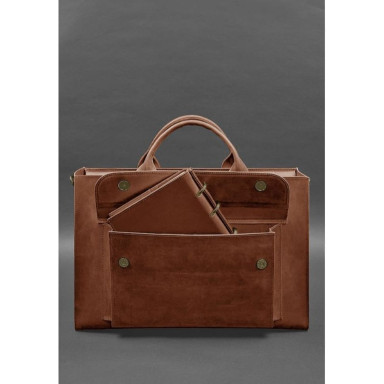 Leather bag for laptop and documents Universal light brown Crazy Horse