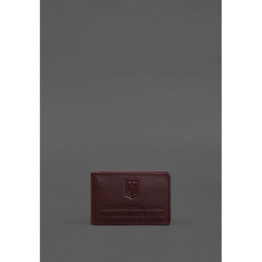 Шкіряна обкладинка на посвідчення ДСНС з кишенею бордова