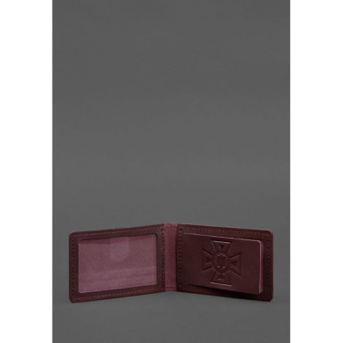 Leather cover for DSNS ID with pocket, burgundy