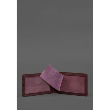 Leather cover for DSNS ID with pocket, burgundy