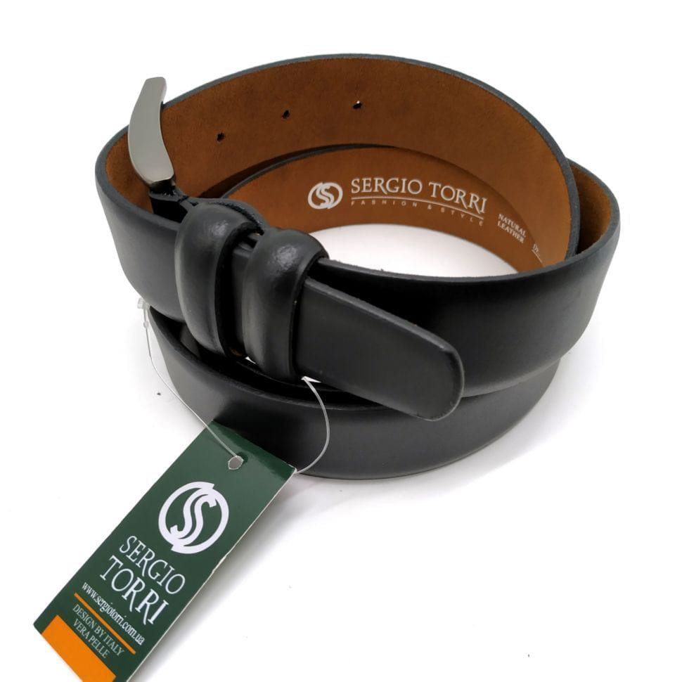 Класичний чоловічий шкіряний ремінь 17-ST-01/36 чорний Sergio Torri