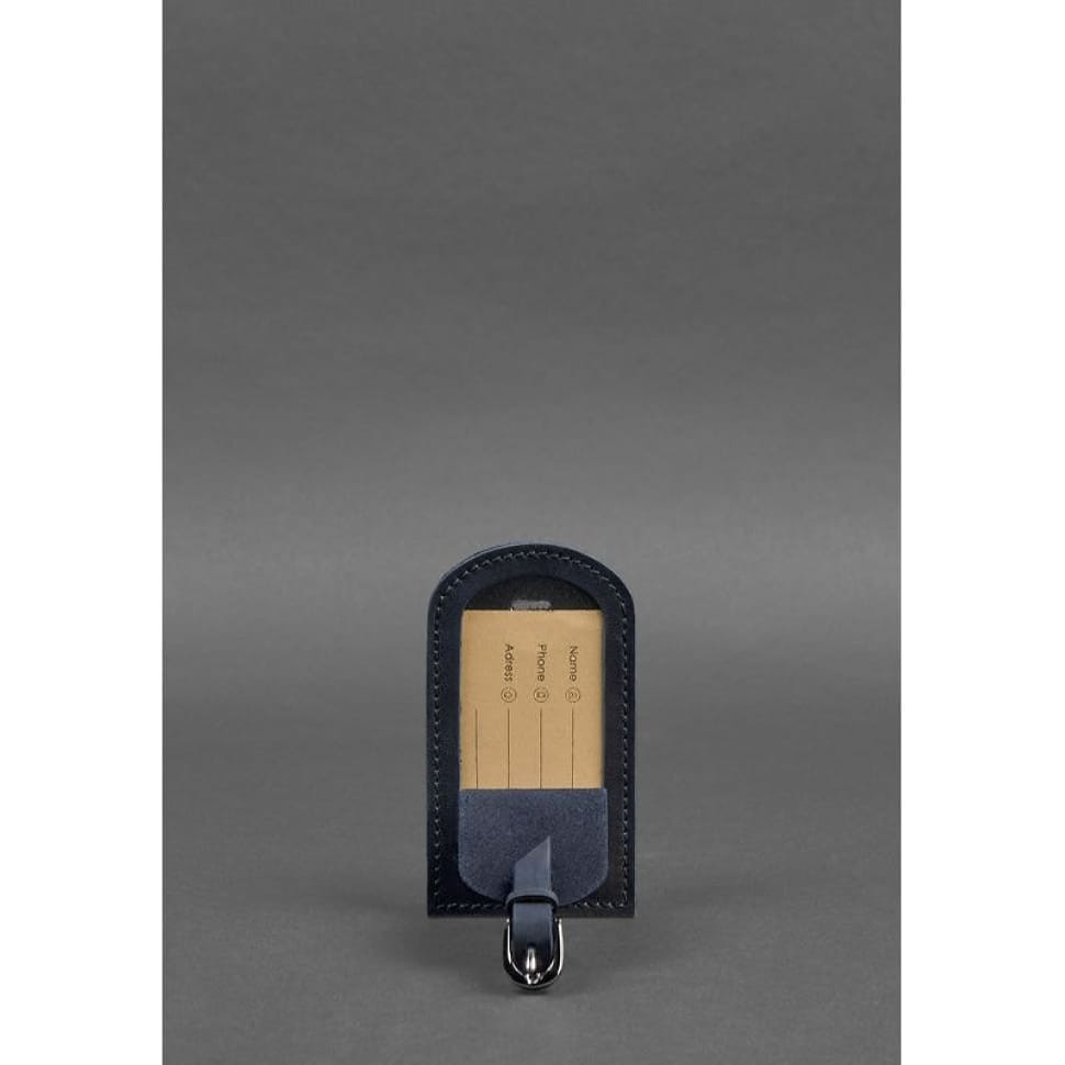 Шкіряна бирка для багажу 2.0 Темно-синя Crazy Horse