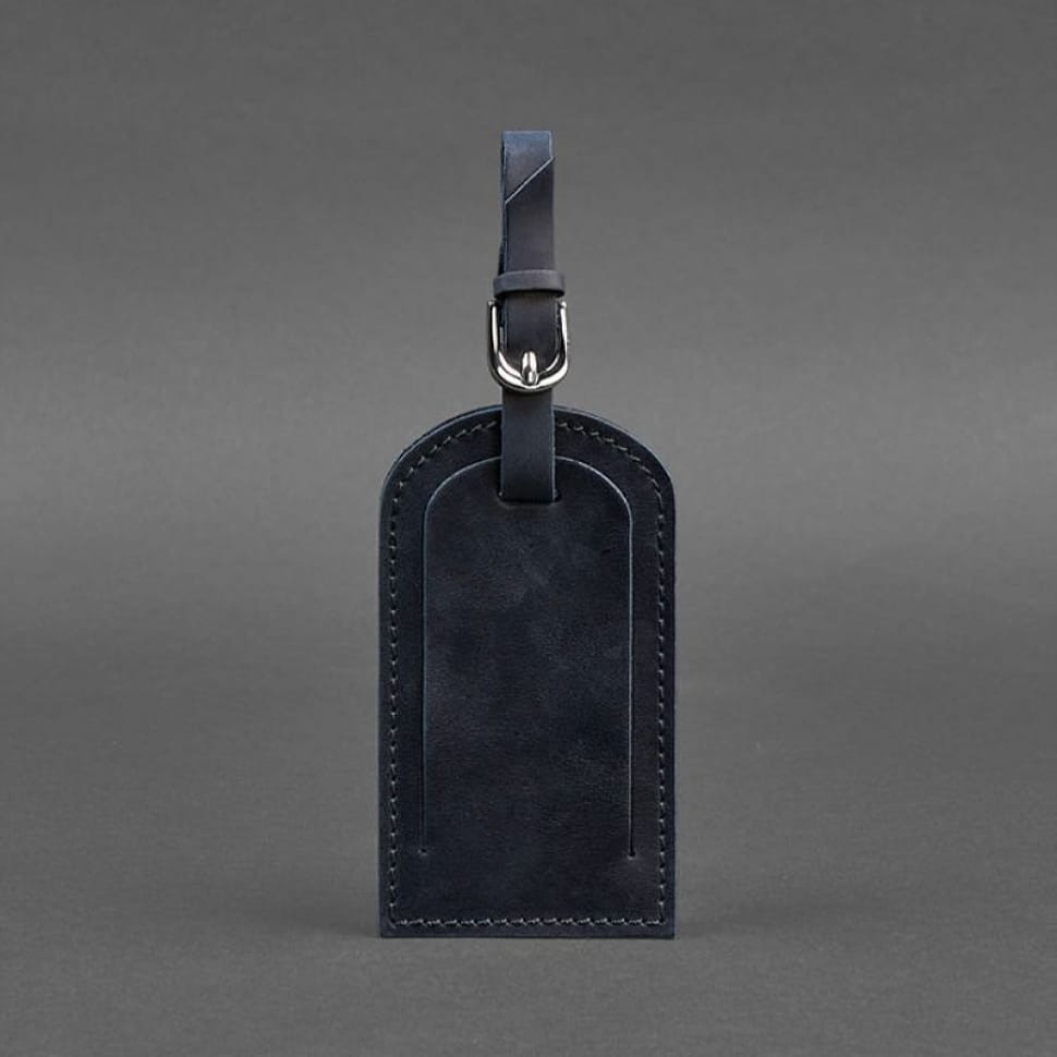 Шкіряна бирка для багажу 2.0 Темно-синя Crazy Horse
