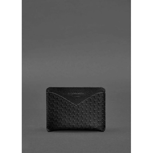 Шкіряна візитниця 5.0 чорна Карбон