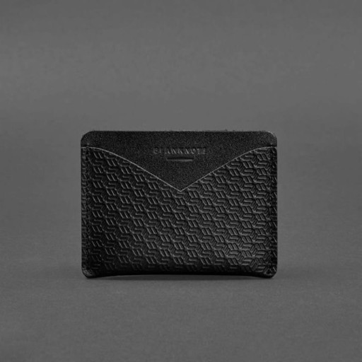 Шкіряна візитниця 5.0 чорна Карбон