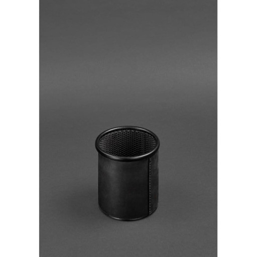 Склянка для ручок у шкіряному чохлі чорний Crazy Horse