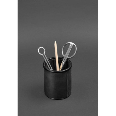 Glass for pens in a leather case black Crazy Horse
