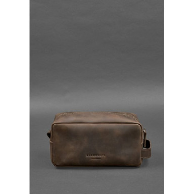 Leather cosmetic bag 6.0 dark brown Crazy Horse